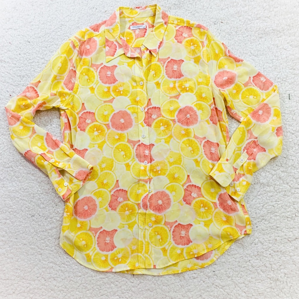 Equipment Femme Citrus Silk Fruit Melon Blouse - Picture 1 of 4